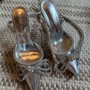 Public Desire Silver Stiletto Heels